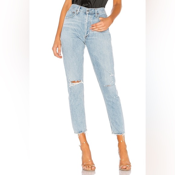 Agolde Light Blue Straight Leg Jeans - Picture 1 of 16